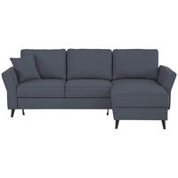 ECKSOFA in Velours Dunkelgrau  - Dunkelgrau/Schwarz, Konventionell, Holz/Textil (244/159cm) - Carryhome