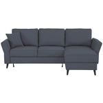 ECKSOFA in Velours Dunkelgrau  - Dunkelgrau/Schwarz, KONVENTIONELL, Holz/Textil (244/159cm) - Carryhome