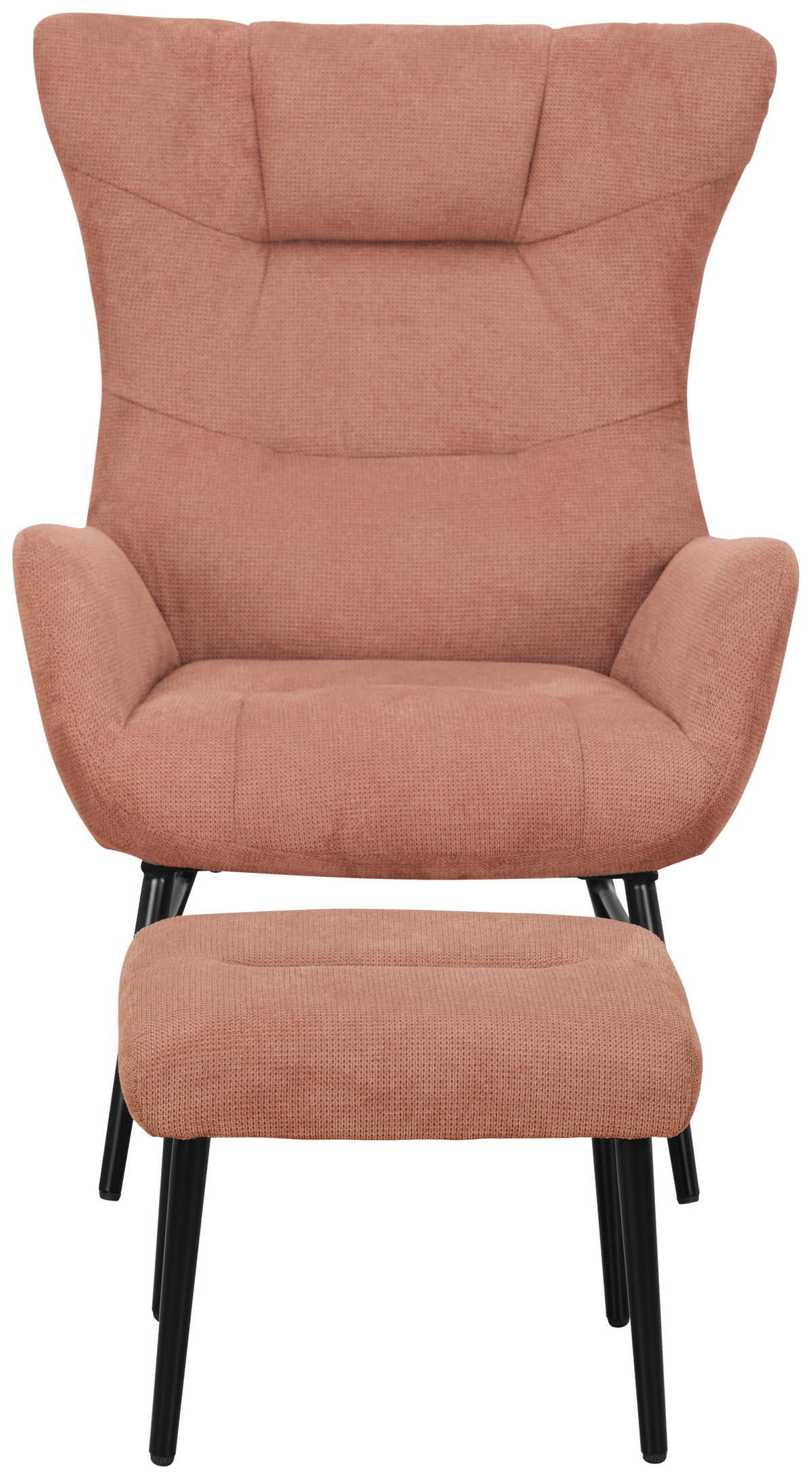 RELAXSESSELSET Samt    - Schwarz/Altrosa, Design, Textil/Metall (84/73/100cm) - Livetastic