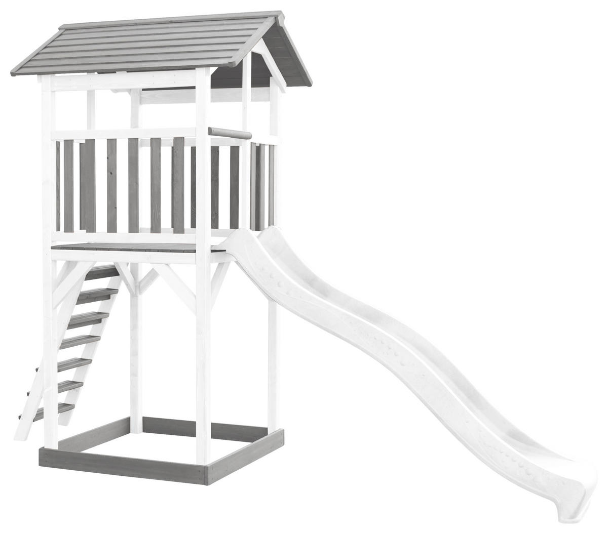 SPIELTURM 111,2/241,9/349 cm  - Weiss/Grau, Konventionell, Holz/Kunststoff (111,2/241,9/349cm)