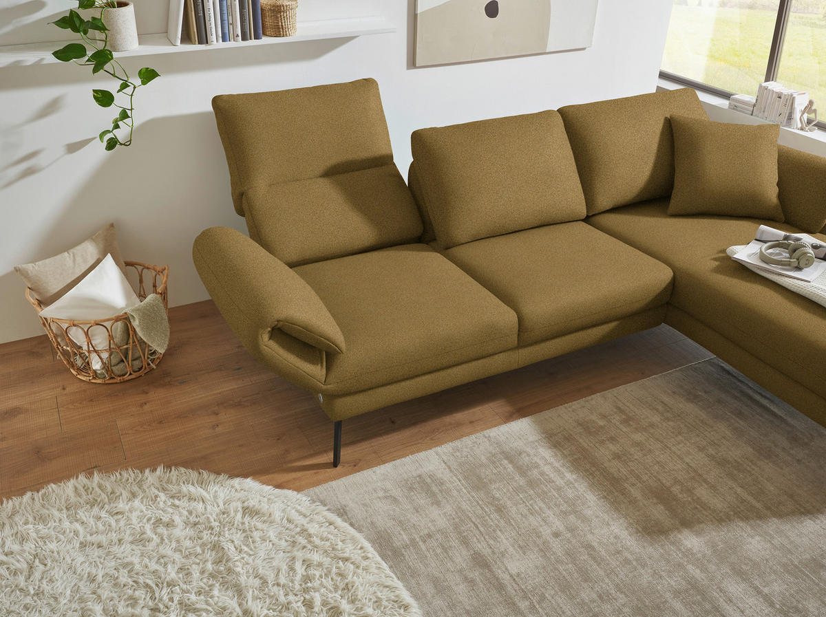 ECKSOFA  in Flachgewebe Schilfgrün  255-365/175-224 cm  - Schilfgrün/Schwarz, Design, Textil/Metall (255-365/175-224cm) - Dieter Knoll