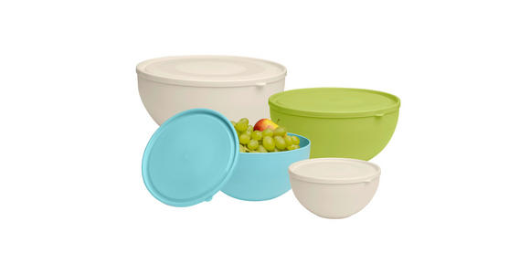 SCHÜSSELSET 4-teilig - Türkis/Creme, Basics, Kunststoff - Homeware