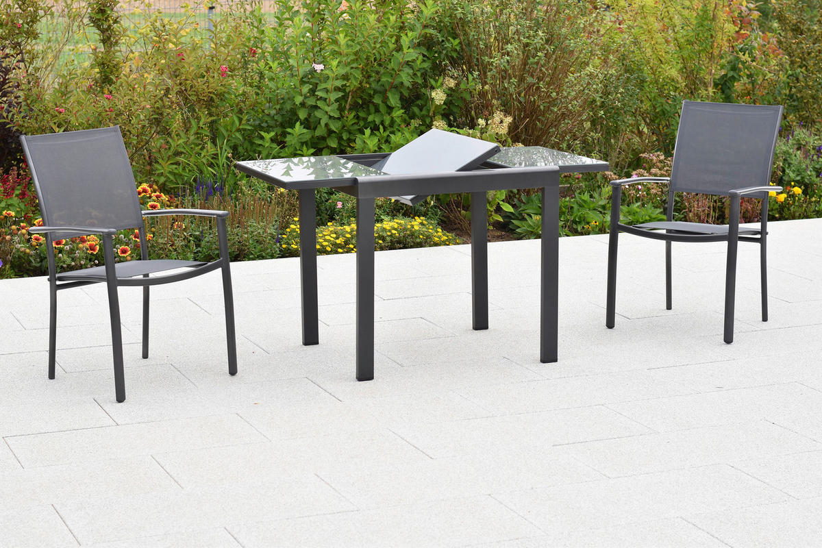 GARTENSET Aluminium  - Graphitfarben/Grau, MODERN, Textil/Metall - Gardenson