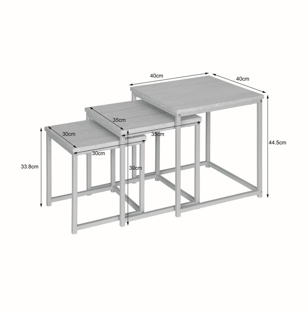 BEISTELLTISCHSET quadratisch Creme, Kaschmir, Elfenbein  - Kaschmir/Elfenbein, Design, Holzwerkstoff/Metall (40/40/44,5cm) - MID.YOU