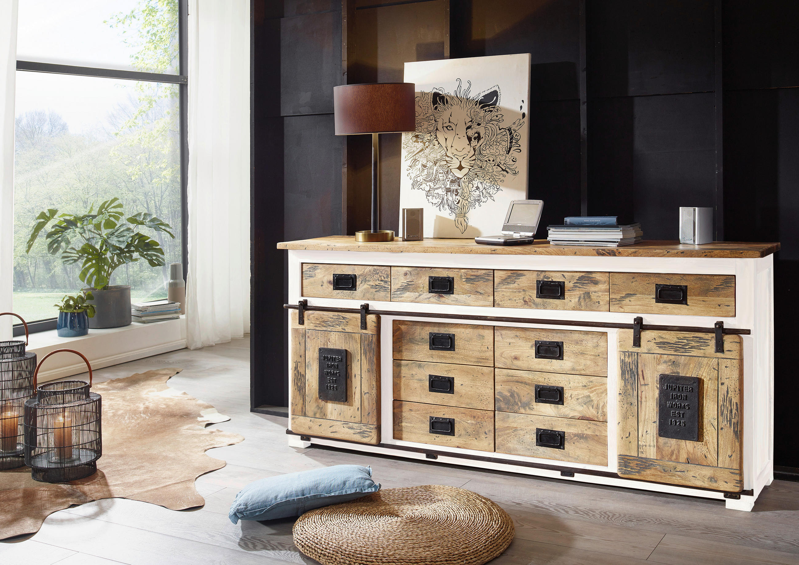 SIDEBOARD  in 200/90/45 cm  - Schwarz/Braun, KONVENTIONELL, Holz/Metall (200/90/45cm) - Livetastic