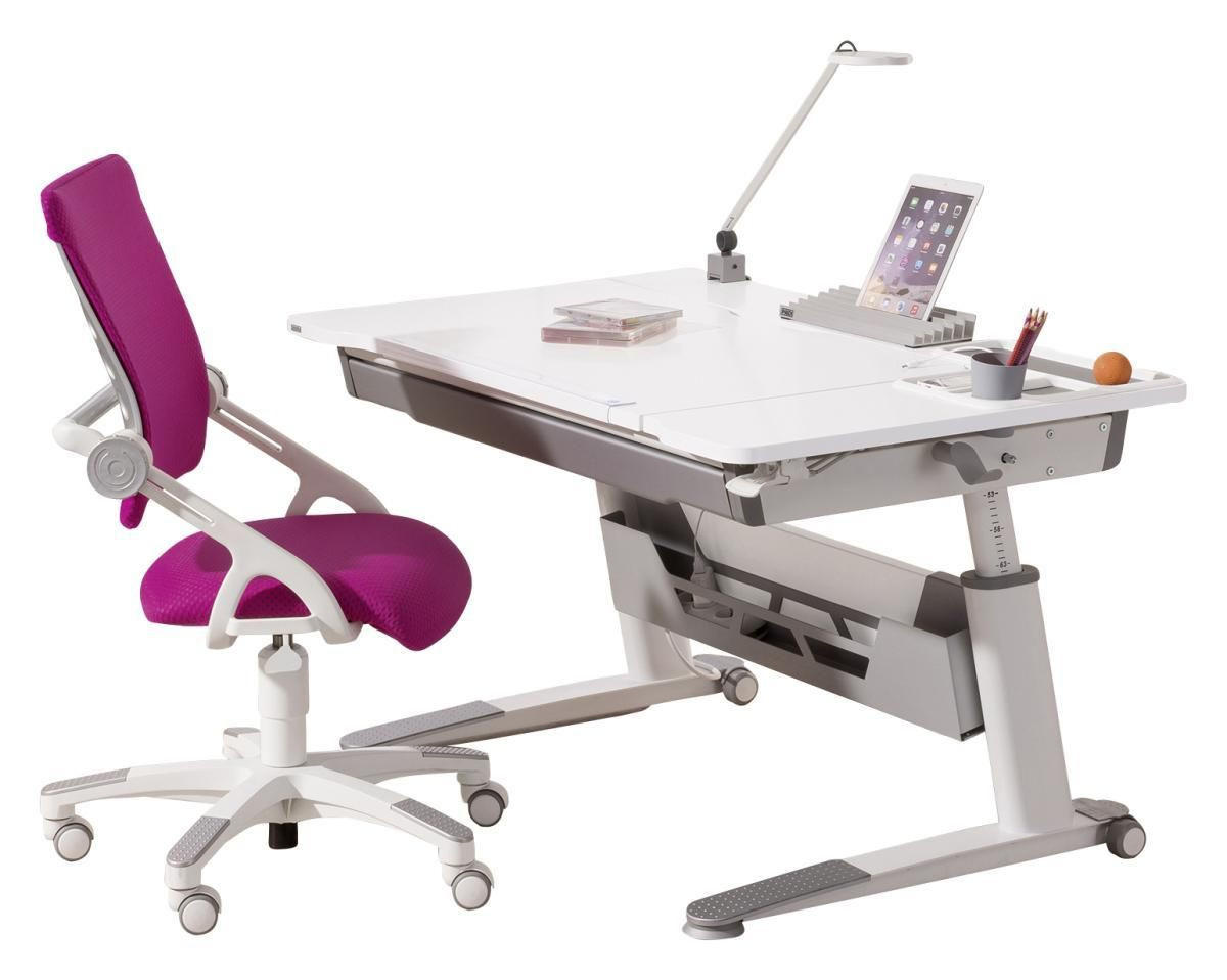 JUGENDDREHSTUHL - Weiss/Brombeere, Basics, Kunststoff/Textil (54/85-97/53cm) - Paidi