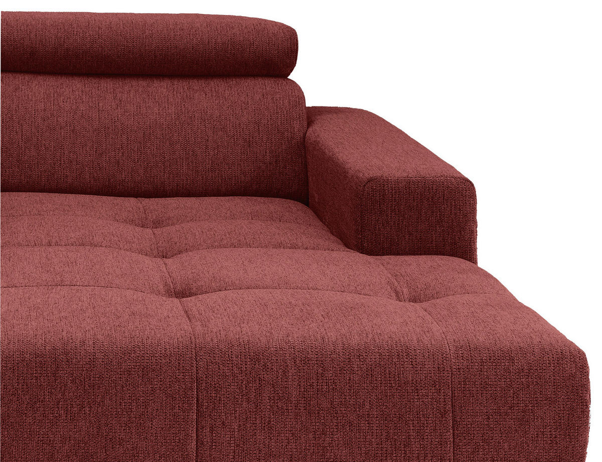 ECKSOFA in Chenille Rot  - Rot/Schwarz, Konventionell, Textil/Metall (200/188cm) - Livetastic