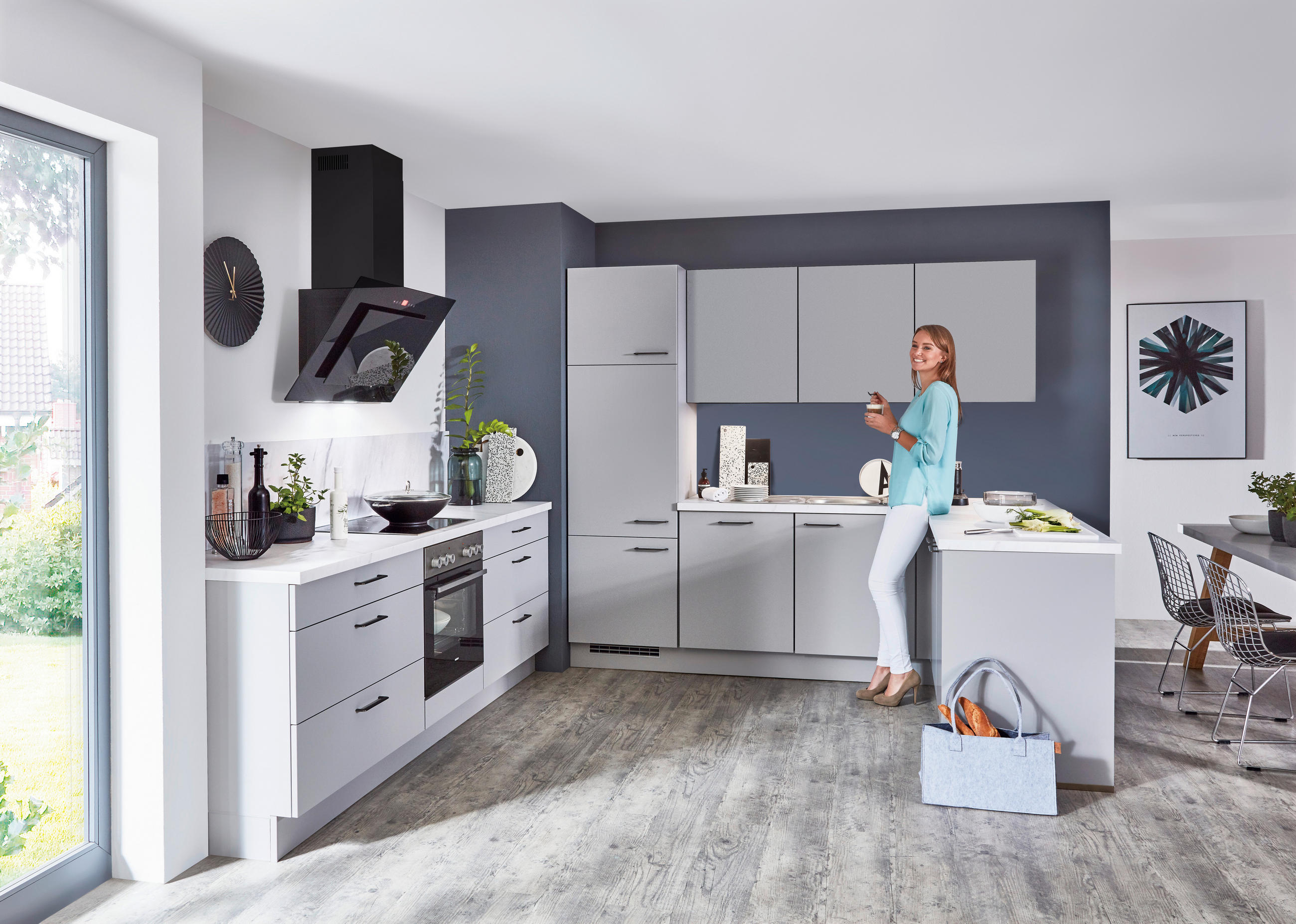 EINBAUKÜCHE - Grau, Design, Holzwerkstoff - Celina
