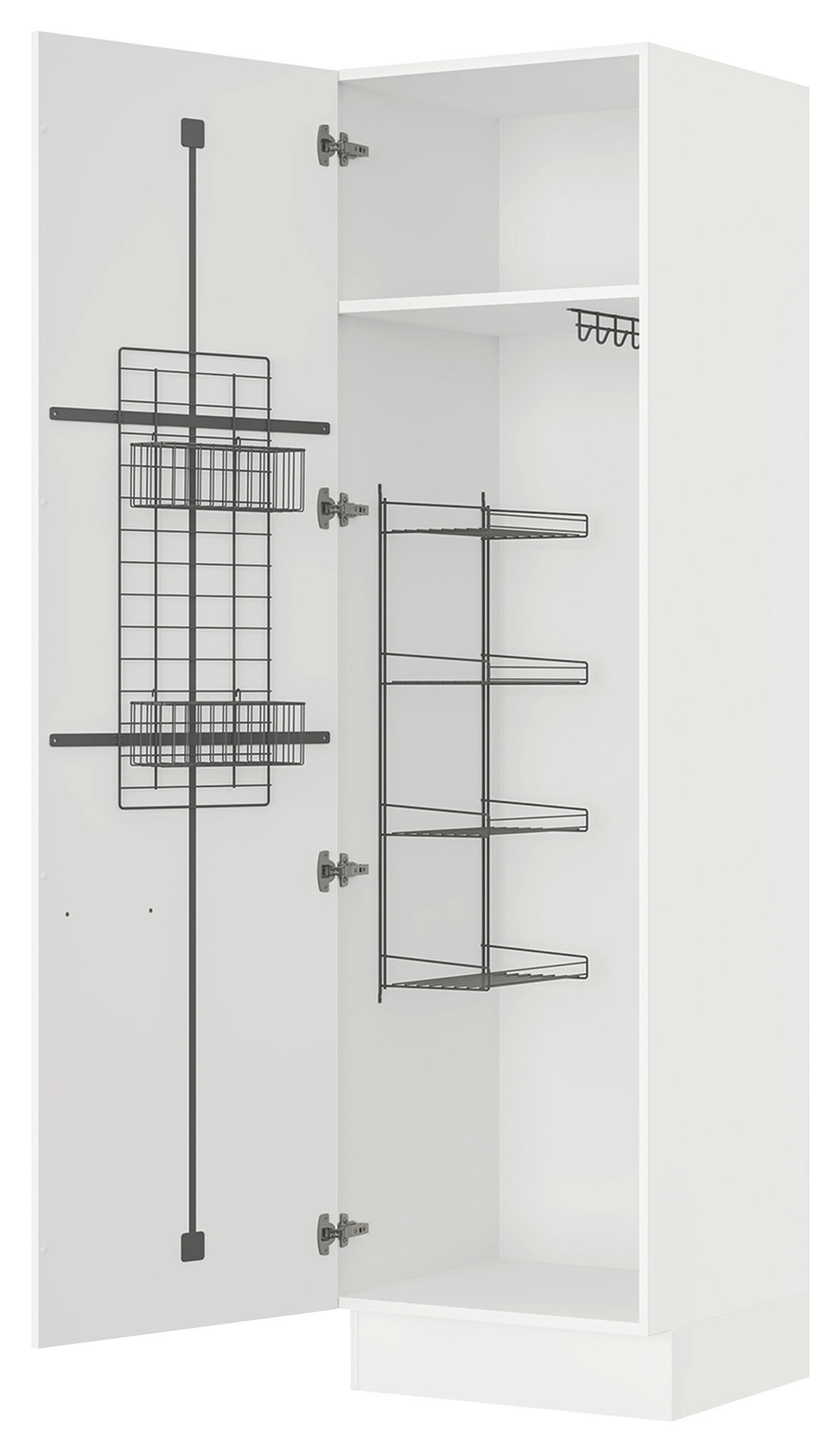 MEHRZWECKSCHRANK 60/216,6/58,2 cm  in Weiß  - Edelstahlfarben/Weiß, MODERN, Holzwerkstoff/Metall (60/216,6/58,2cm) - Nobilia
