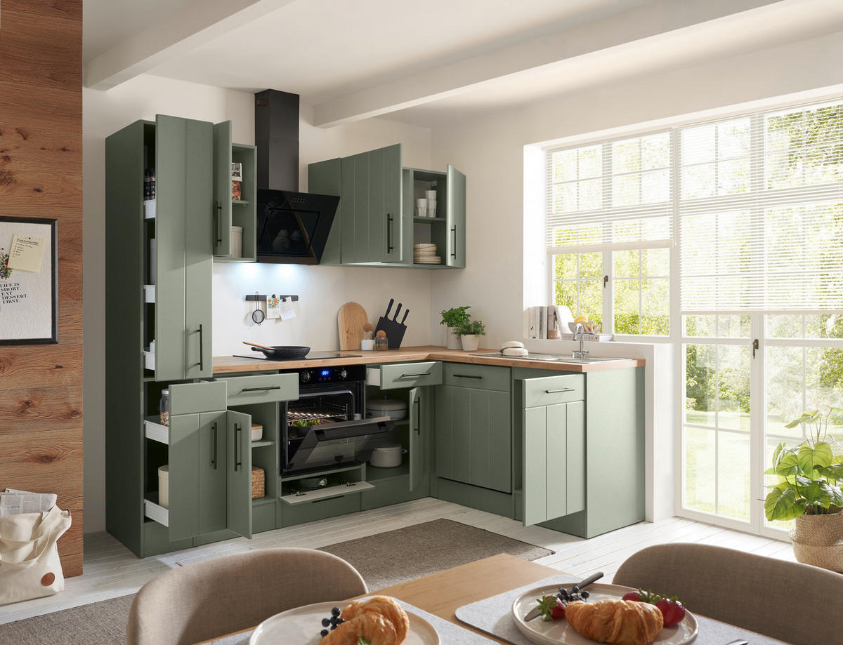 HÖRNKÖK 250/172 cm  i vildek, vassgrön  - vassgrön/vildek, Trend, metall/trämaterial (250/172cm) - Respekta