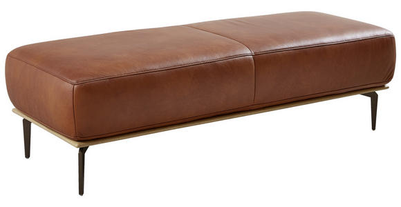 HOCKER Echtleder Braun - Bronzefarben/Braun, Design, Leder/Metall (151/44/61cm) - Valnatura