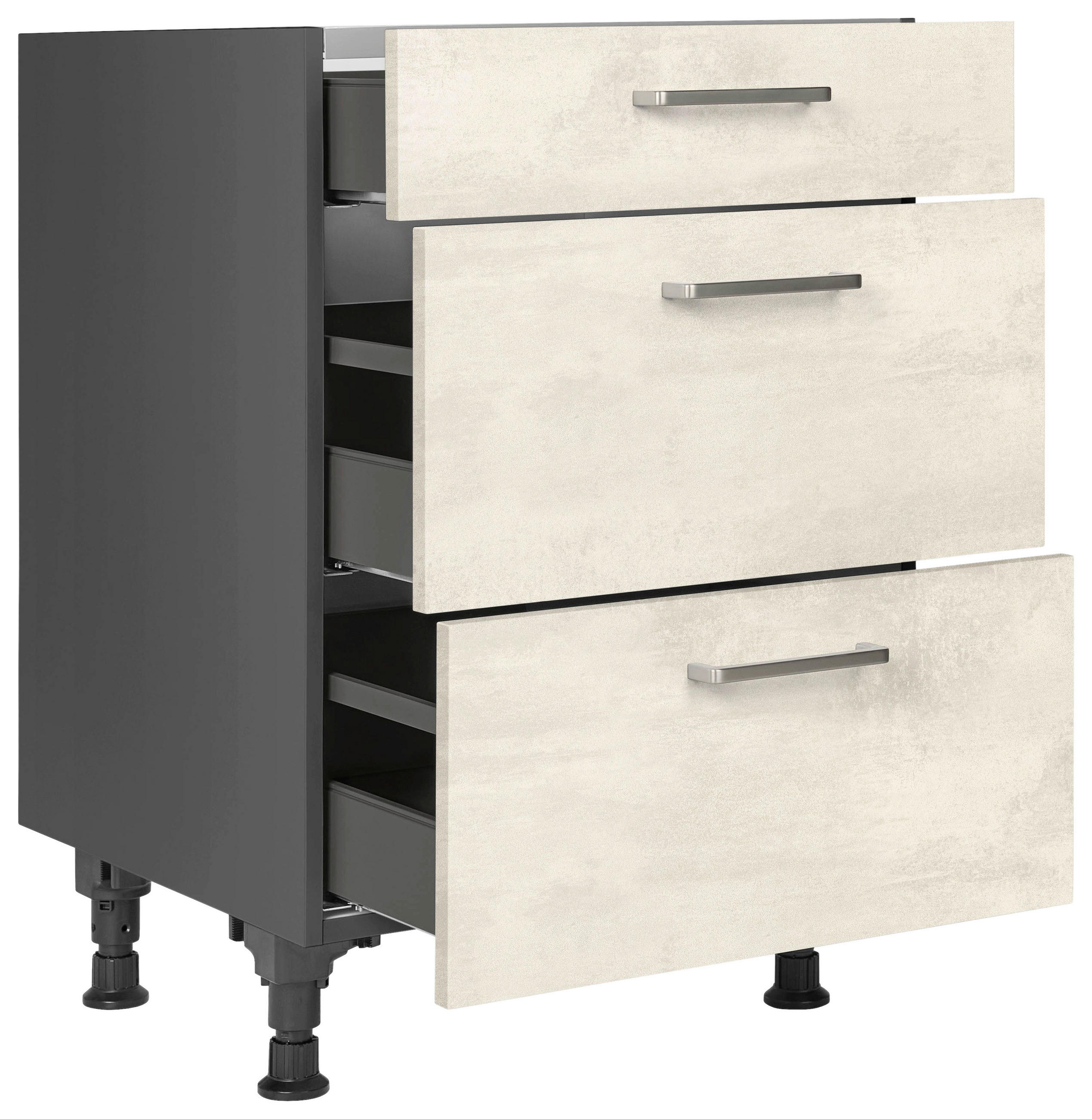 KOCHFELDUMBAUSCHRANK 60/87/56 cm  in Weiß  - Schieferfarben/Edelstahlfarben, MODERN, Holzwerkstoff/Metall (60/87/56cm) - Nobilia