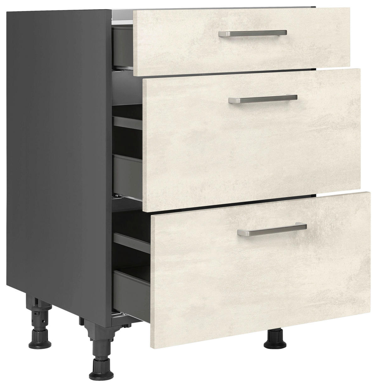 KOCHFELDUMBAUSCHRANK 60/87/56 cm  in Weiß  - Schieferfarben/Edelstahlfarben, MODERN, Holzwerkstoff/Metall (60/87/56cm) - Nobilia