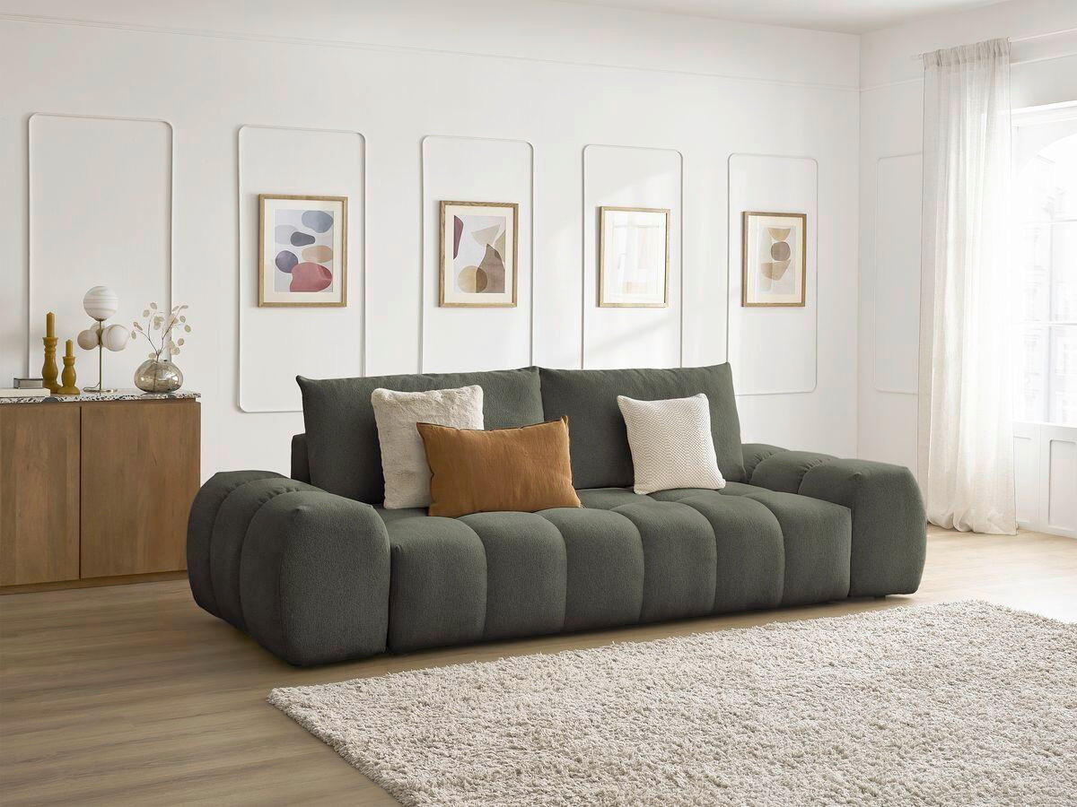 3-SITZER-SOFA EVEREST Flachgewebe Grün  - Schwarz/Grün, MODERN, Kunststoff/Textil (278/90/115cm)