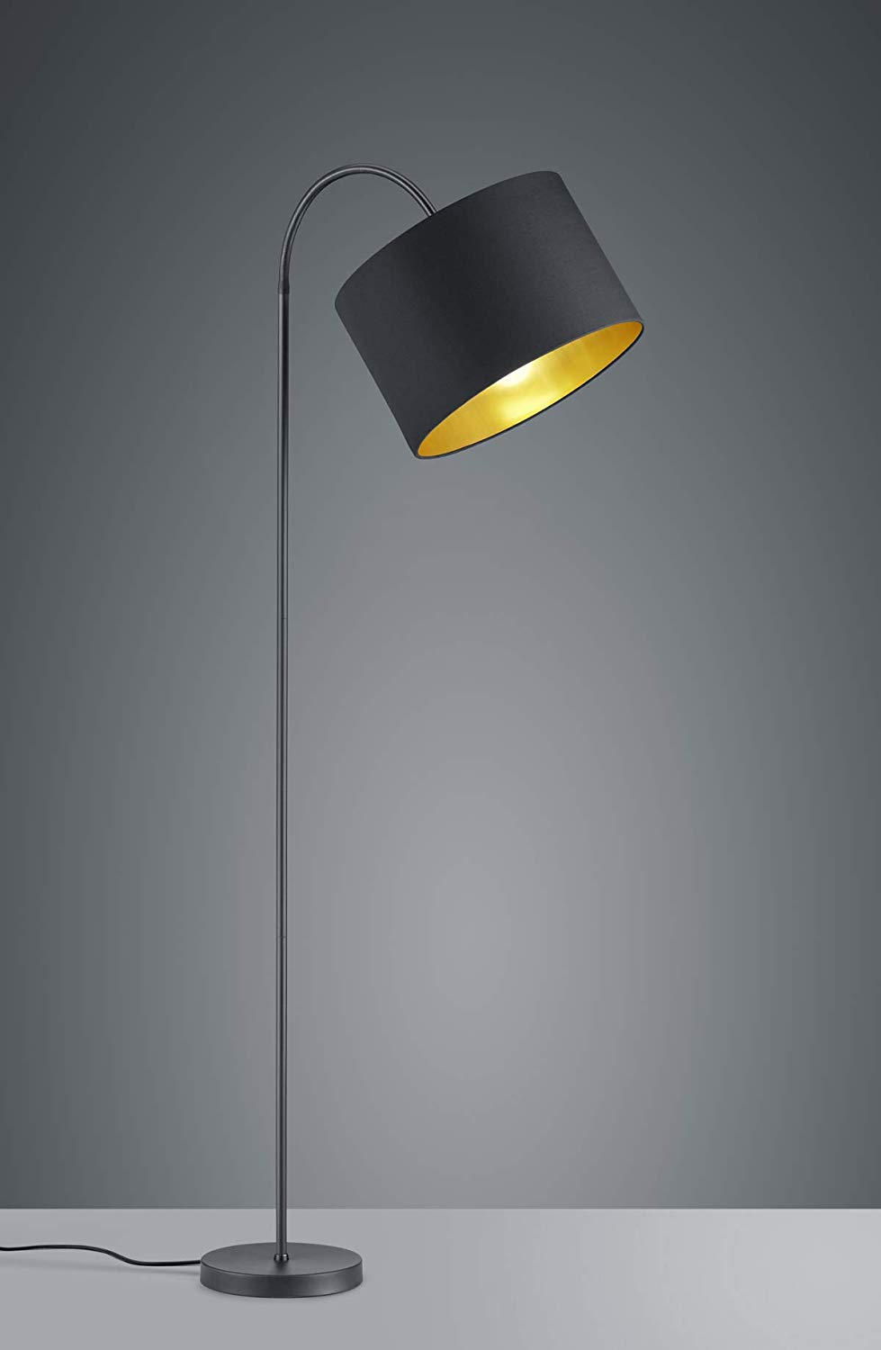 STEHLEUCHTE - Goldfarben/Schwarz, Design, Textil/Metall (35/156cm) - Trio Leuchten