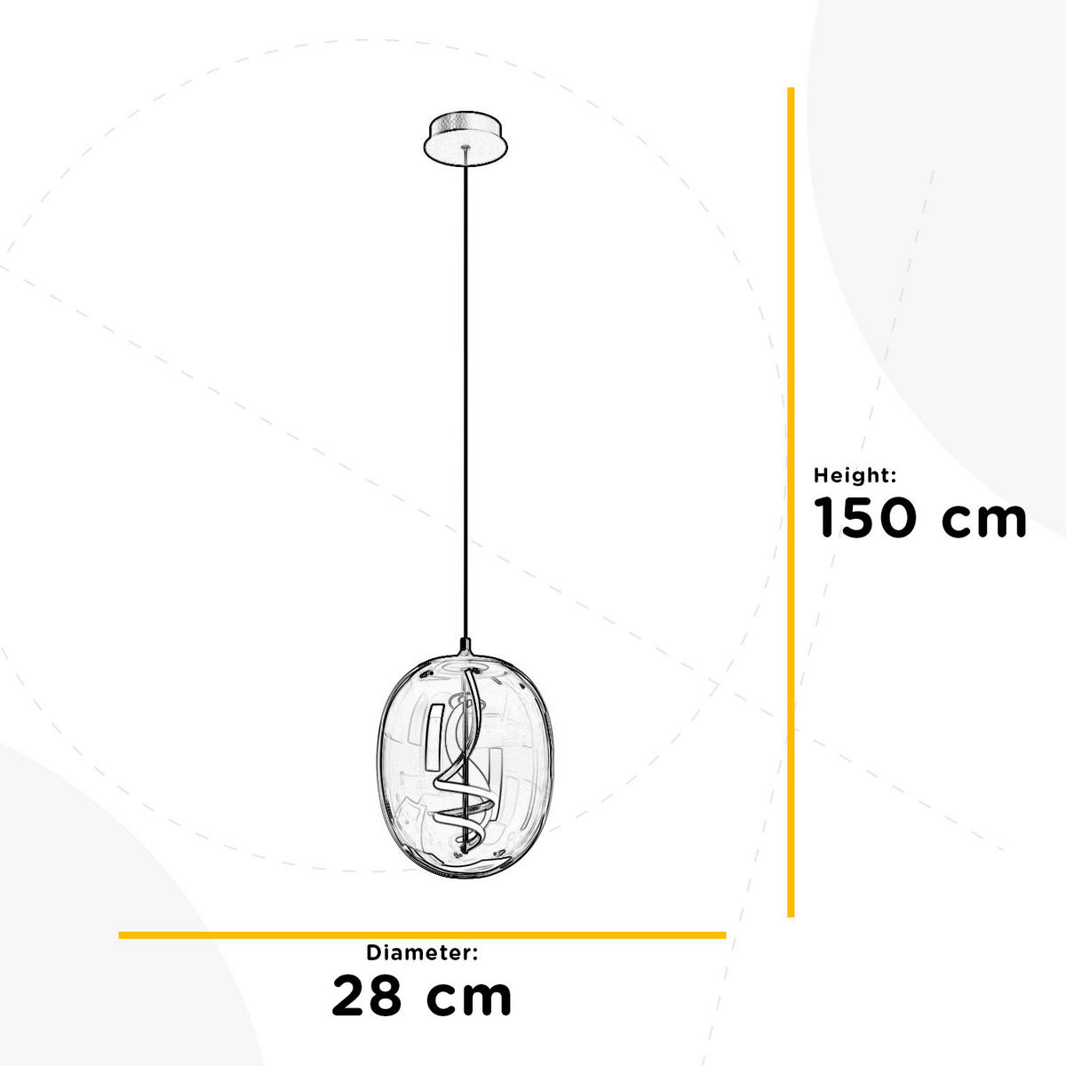 ZÁVESNÉ LED SVIETIDLO, 28/28/150 cm  - čierna, Design, sklo (28/28/150cm)