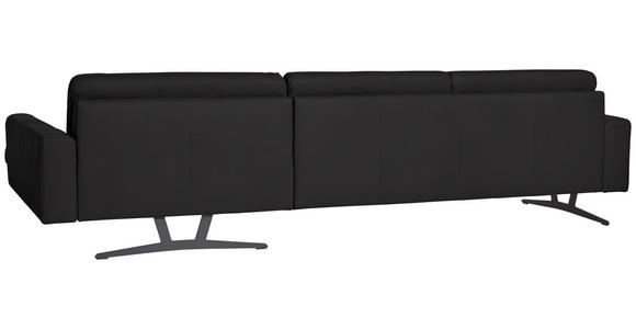 ECKSOFA in Echtleder Schwarz  - Anthrazit/Schwarz, KONVENTIONELL, Leder/Metall (324/182cm) - Ambiente