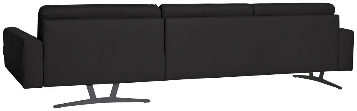 ECKSOFA in Echtleder Schwarz  324/179 cm  - Anthrazit/Schwarz, KONVENTIONELL, Leder/Metall (324/179cm) - Johann Jakob