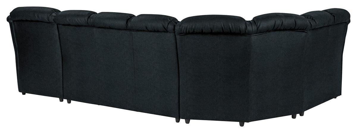 WOHNLANDSCHAFT Schwarz Chenille  - Schwarz, KONVENTIONELL, Kunststoff/Textil (216/333/165cm) - Livetastic