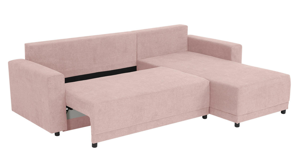ECKSOFA in Mikrofaser Rosa  178/248 cm  - Schwarz/Rosa, Design, Kunststoff/Textil (178/248cm) - MID.YOU