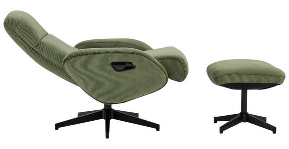 RELAXSESSELSET inkl. Funktion Cord Relaxfunktion, Hocker - Schwarz/Olivgrün, Design, Textil/Metall (75/106/74cm) - Xora