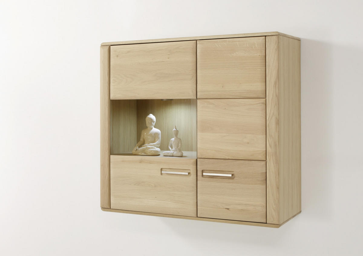 HÄNGEVITRINE in Eichefarben   - Eichefarben/Silberfarben, Design, Glas/Holz (107/98/38cm) - Livetastic
