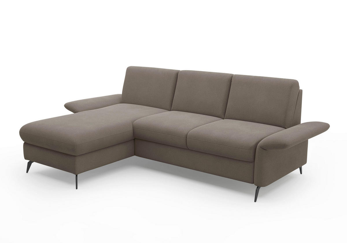 ECKSOFA ROCHELLE E Schlammfarben Flachgewebe  - Schlammfarben/Schwarz, KONVENTIONELL, Textil/Metall (164/251cm) - Sit & More