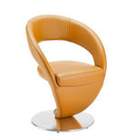 STUHL Echtleder Orange, Edelstahlfarben  - Edelstahlfarben/Orange, Design, Leder/Metall (62/86/61cm) - Moderano