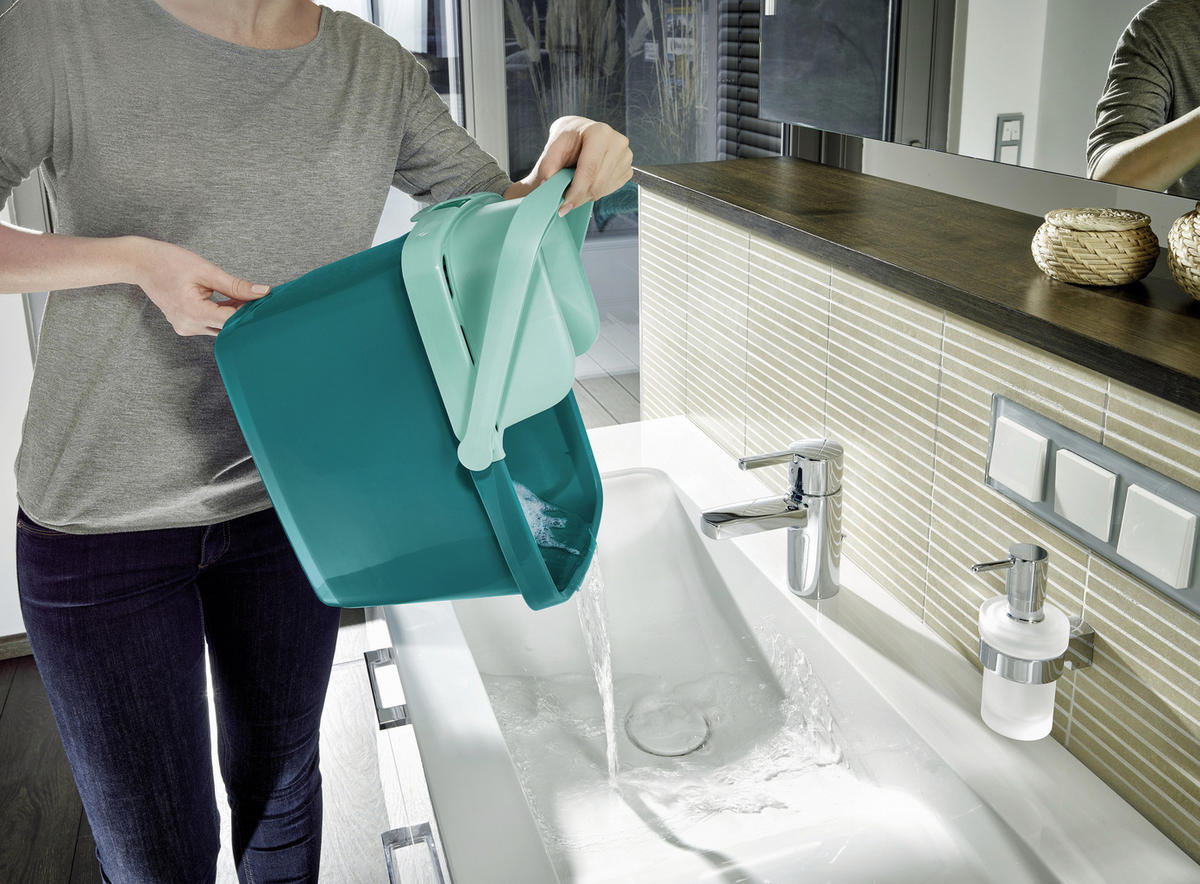SADA NA ČISTENIE PODLAH - strieborná/tyrkysová, Konventionell, textil/plast (12l) - Leifheit