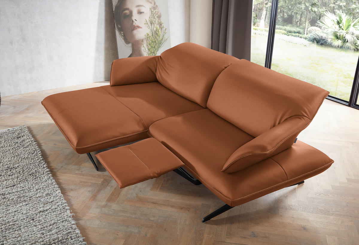 ECKSOFA in Echtleder Cognac  - Cognac/Beige, Design, Leder/Metall (169/252cm) - Koinor