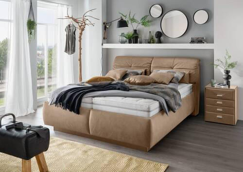 POLSTERBETT 180/200 cm  in Hellbraun  - Hellbraun/Weiss, Konventionell, Holz/Holzwerkstoff (180/200cm) - Beldomo - Sleep