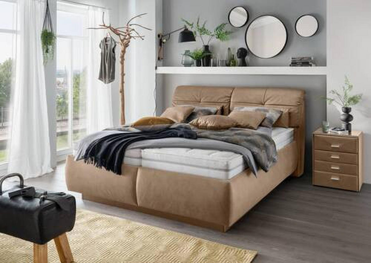 POLSTERBETT 180/200 cm  in Hellbraun  - Hellbraun/Weiss, Konventionell, Holz/Holzwerkstoff (180/200cm) - Beldomo - Sleep