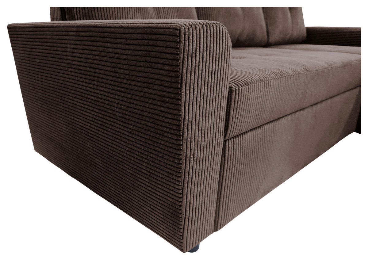ECKSOFA TERMOLI Braun Cord Rückenkissen, Bettkasten  - Schwarz/Braun, Design, Kunststoff/Textil (231/155cm) - MID.YOU