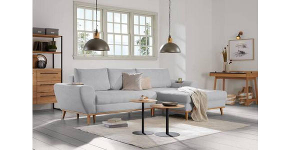 ECKSOFA in Webstoff Silberfarben  - Eichefarben/Silberfarben, Design, Holz/Textil (282/175cm) - Carryhome