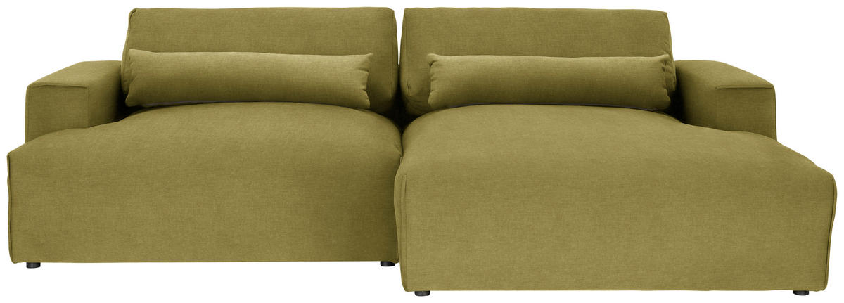 ECKSOFA Felicia in Struktur Olivgrün  267/187 cm  - Schwarz/Olivgrün, Design, Kunststoff/Textil (267/187cm) - Stylife