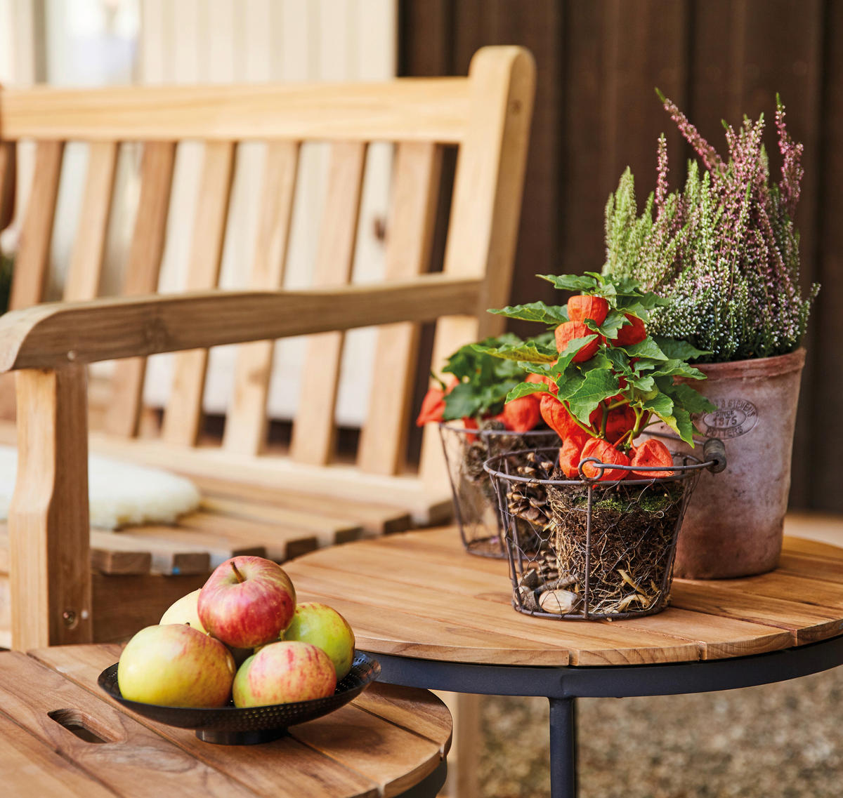 GARTENBEISTELLTISCH 50/50/40 cm  - Anthrazit/Teakfarben, MODERN, Holz/Metall (50/50/40cm) - Siena Garden