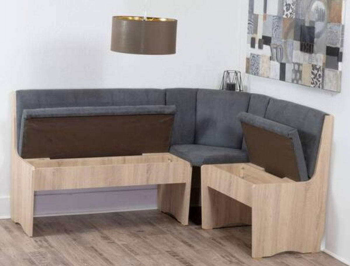 ECKBANKGRUPPE in Holzwerkstoff, Textil Sonoma Eiche, Grau  - Grau/Sonoma Eiche, KONVENTIONELL, Holz/Holzwerkstoff (165/89/125cm) - MID.YOU