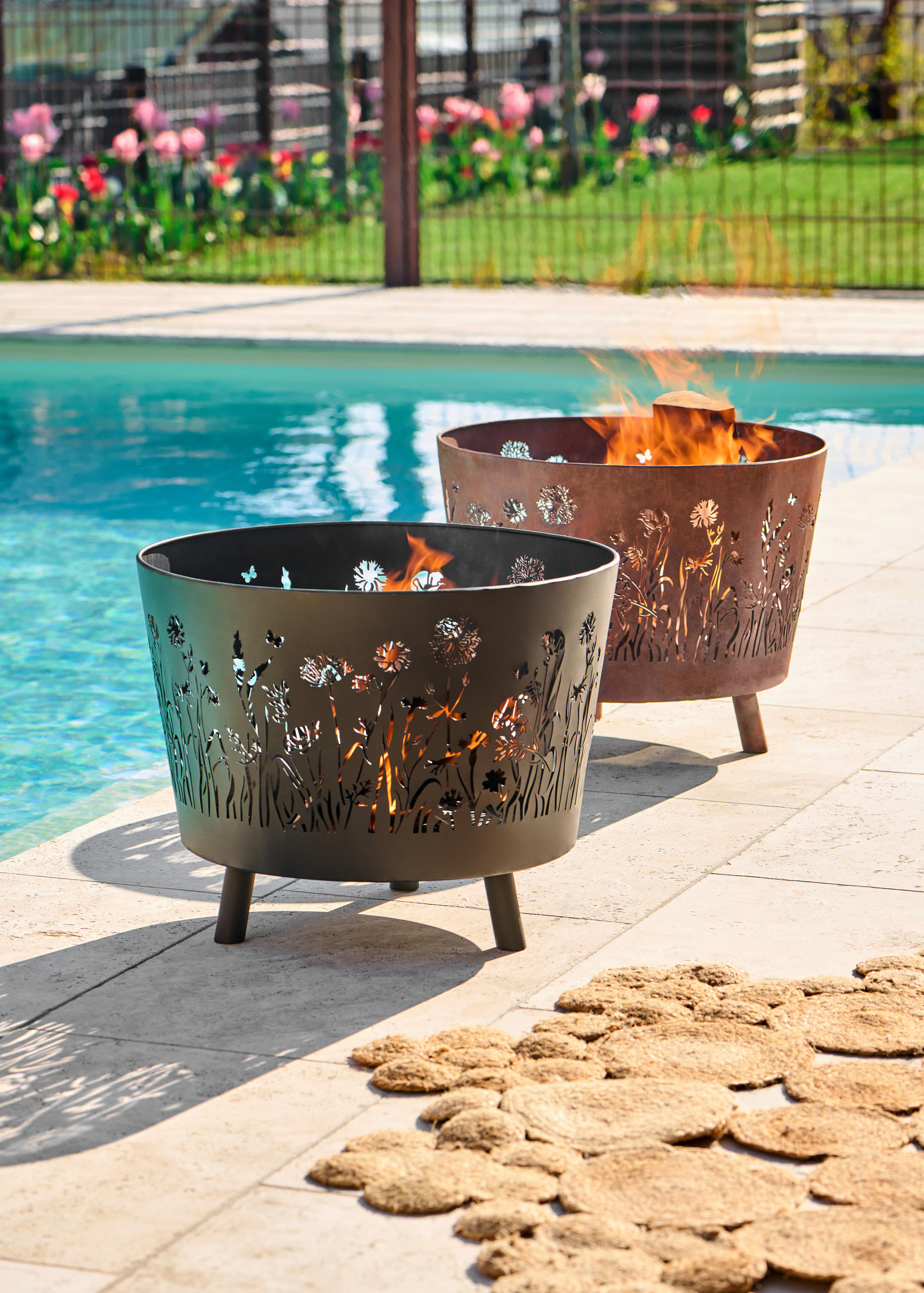 FEUERSTELLE  - Schwarz, Natur, Metall (50/40cm) - Ambia Home