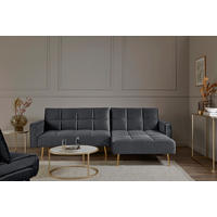 ECKSCHLAFSOFA CHILLAX POSH CORNER EU Grau, Platinfarben Samt  - Platinfarben/Goldfarben, MODERN, Holz/Textil (244/150cm) - Livetastic