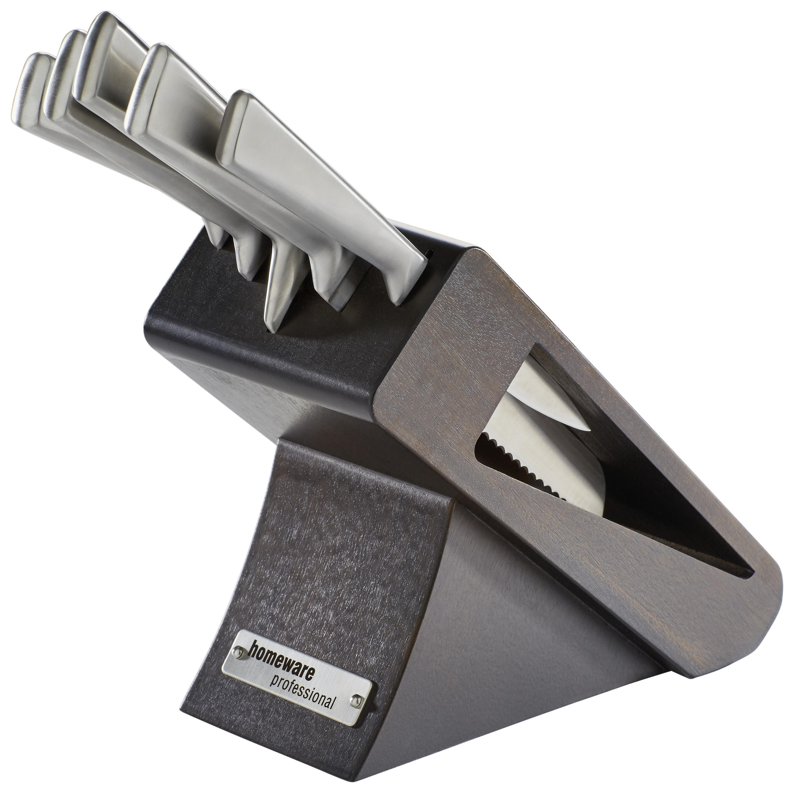 BLOK ZA NOŽEVE  6 delova  - boja nerđajućeg čelika/crna, Dizajnerski, drvo/metal - Homeware Profession.