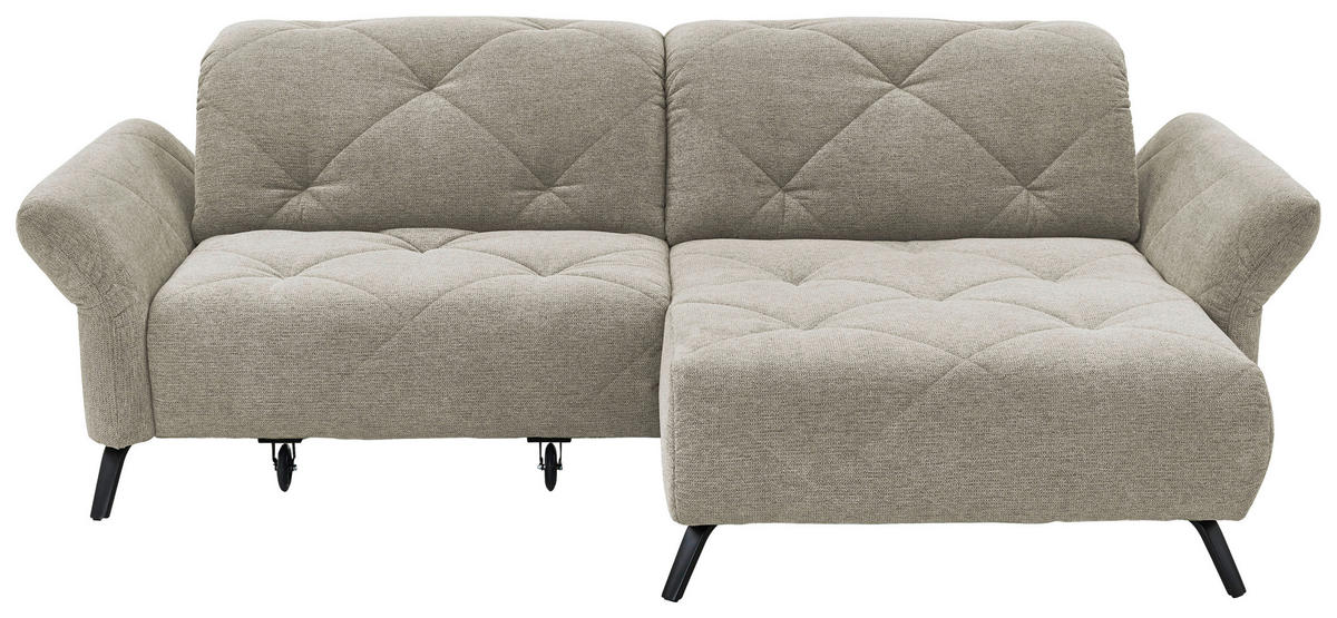 ECKSOFA in Webstoff Hellgrau  - Hellgrau/Schwarz, Design, Textil/Metall (244/173cm) - Moderano