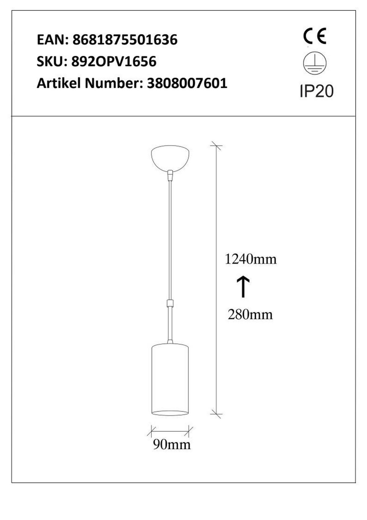 DECKENLEUCHTE 124/9/9 cm   - Goldfarben, Trend, Metall (124/9/9cm) - P & B