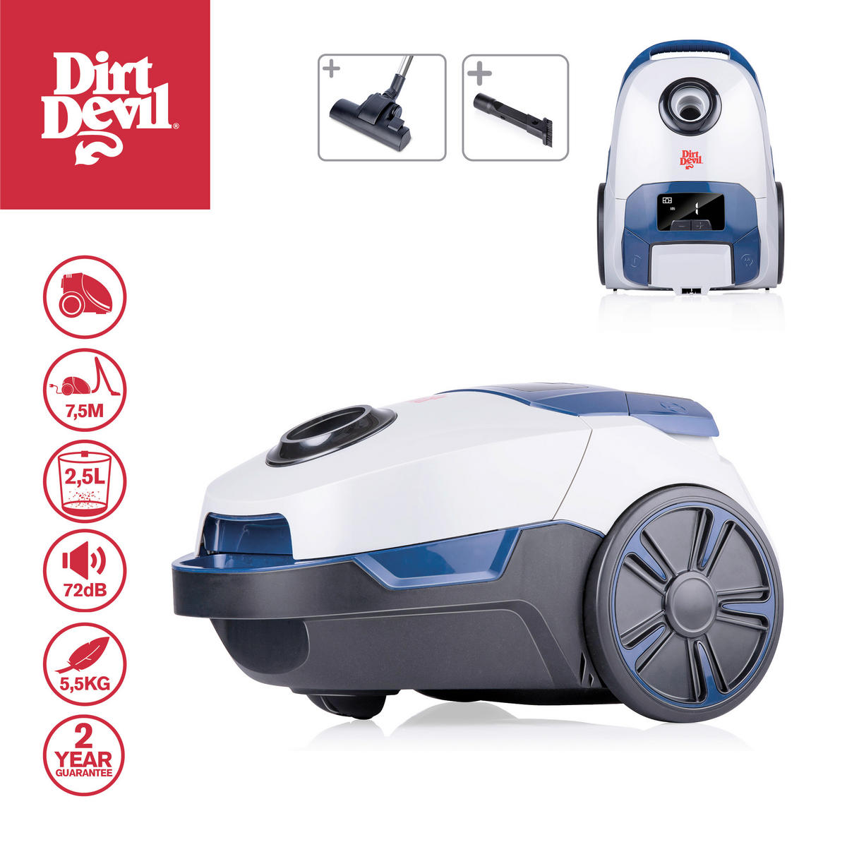 BODENSTAUBSAUGER  - Multicolor, Basics, Kunststoff (41/30.7/26.7cm) - Dirt Devil