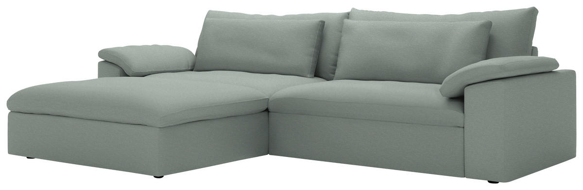 ECKSOFA  Chenille Hellgrau  - Hellgrau/Schwarz, Modern, Kunststoff/Textil (198/306cm) - Carryhome