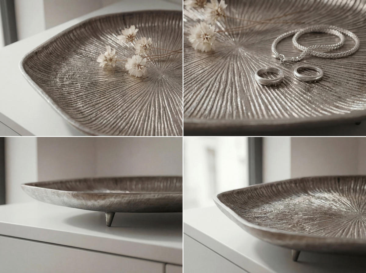 DEKOSCHALE - Silberfarben, Design, Metall (40/5/40cm) - Livetastic