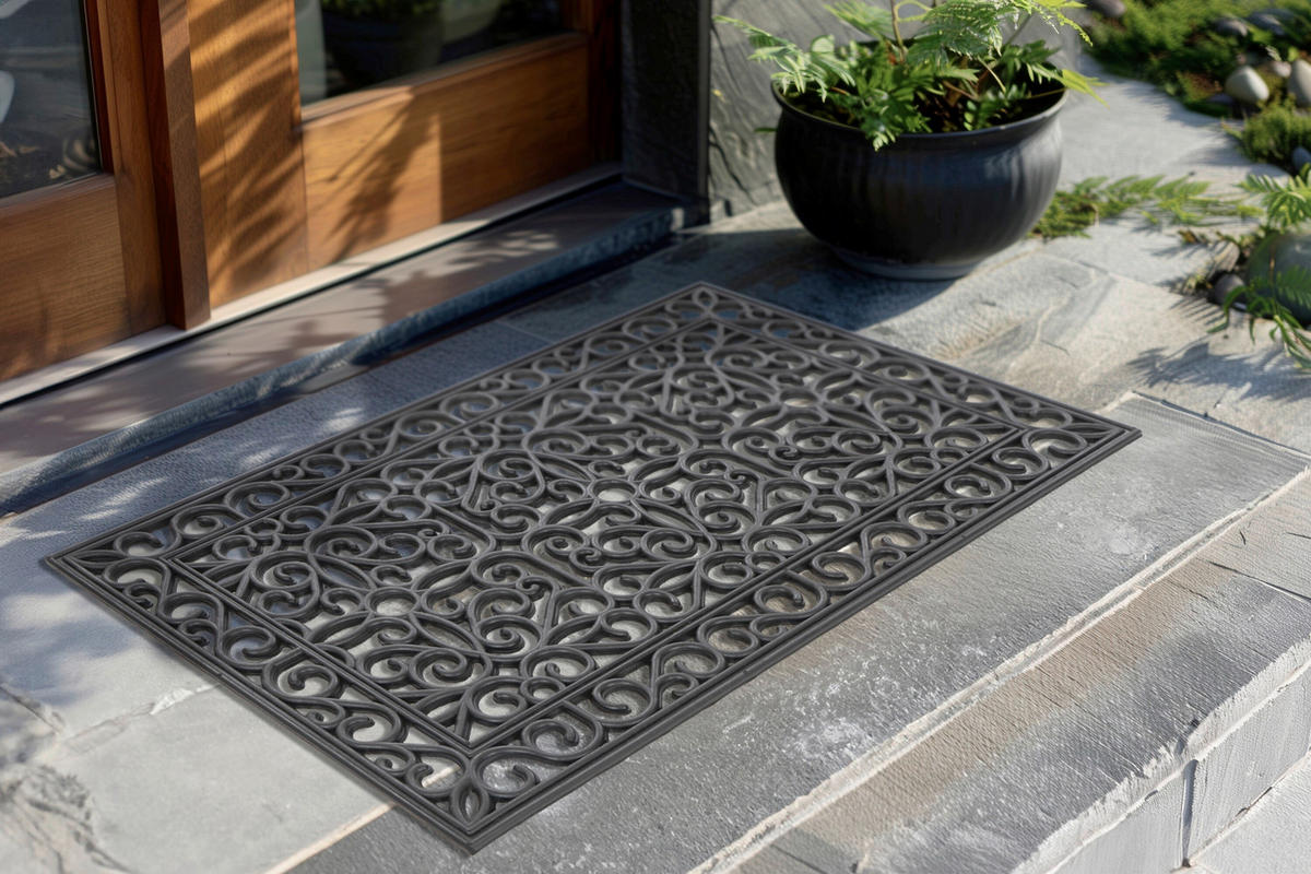 FUßMATTE 45/75 cm  - Schwarz, Basics, Kunststoff (45/75cm) - Kayoom