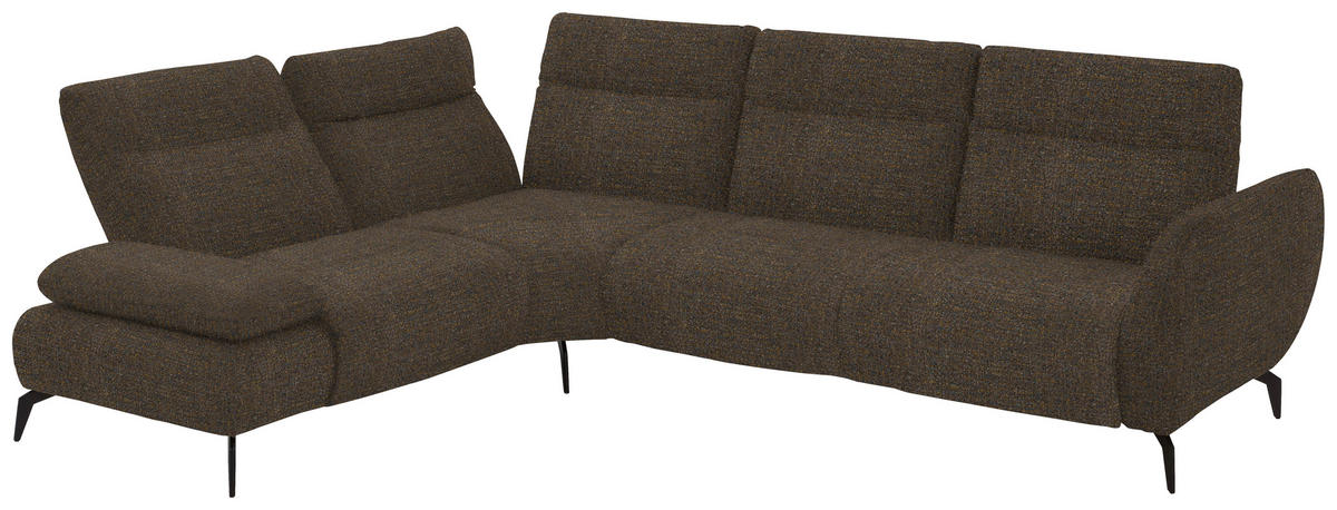 ECKSOFA in Webstoff Braun  - Schwarz/Braun, Design, Textil/Metall (223/290cm) - Moderano