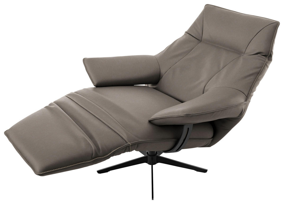 RELAXSESSEL in Leder Graubraun  - Graubraun/Beige, Design, Leder/Metall (92/79/82cm) - Dieter Knoll