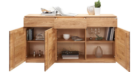 SIDEBOARD in 177/89/42 cm - Eichefarben/Anthrazit, Design, Glas/Holz (177/89/42cm) - Waldwelt
