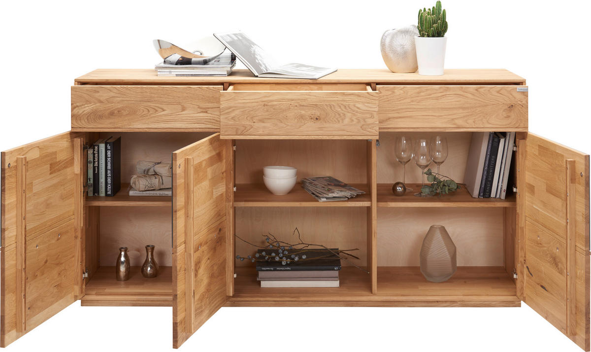 ŠIROKÁ KOMODA, dub, antracitová, farba duba, 177/89/42 cm - farba duba/antracitová, Design, drevo/sklo (177/89/42cm) - Valnatura